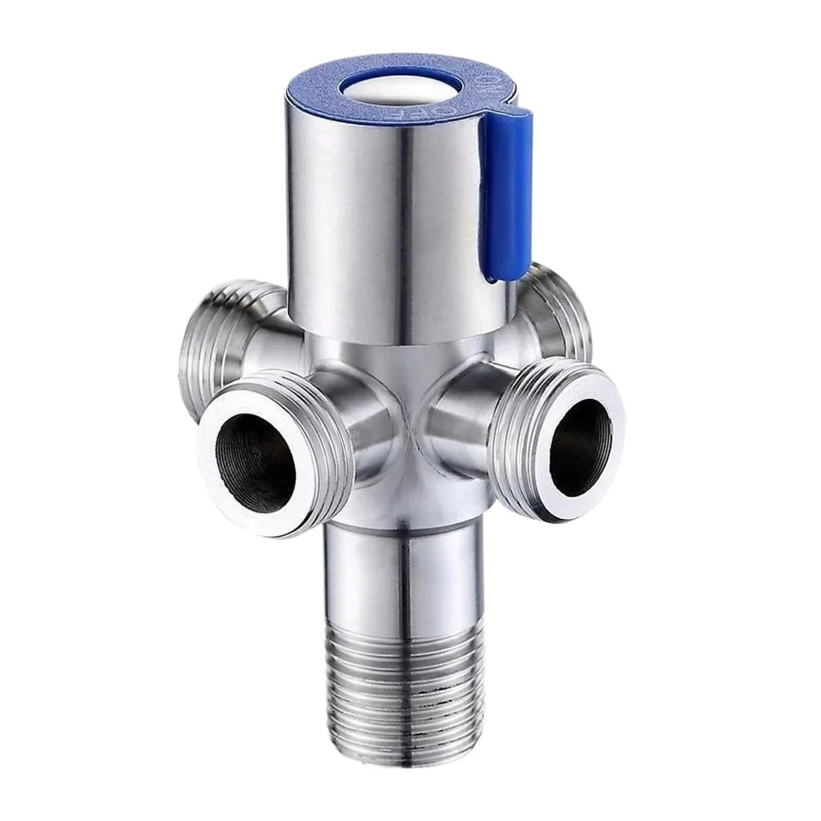 Bvhisehp Blue 4Hole G1/2 Stainless Steel Angle Valve Hot Cold Water Thread Stop Valve For Toilet Basin Water Heater(Blue 4Hole)