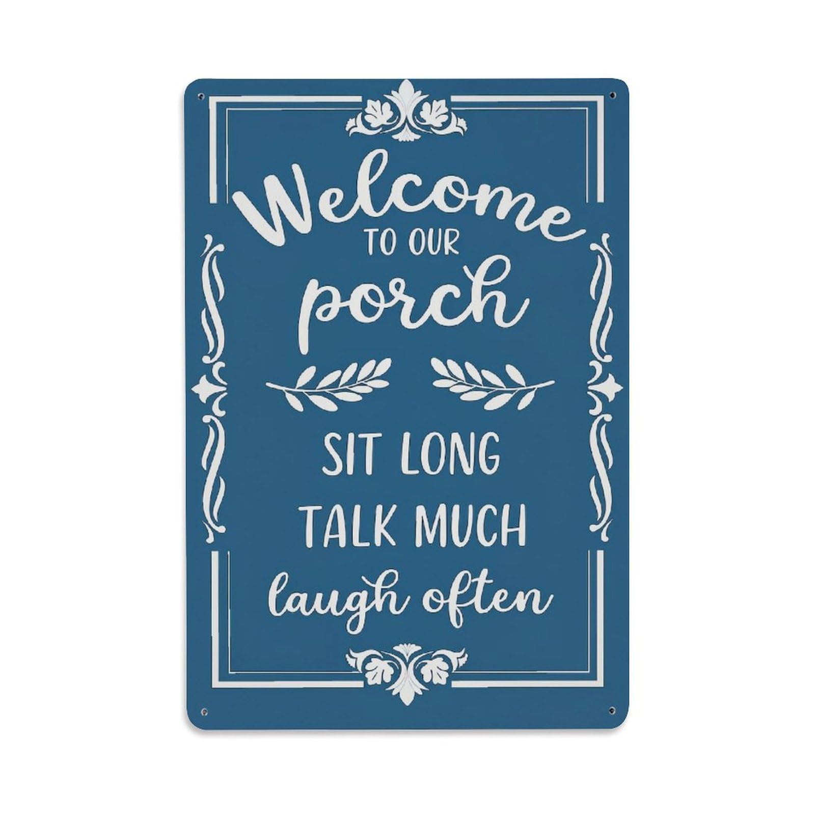 Jdfenggu Vintage Welcome To Our Porch Sign Retro Metal Tin Sign, Metal Poster For Bar, Home, Man Cave, Kitchen, Laundry Room Art Decor 8X12 Inch