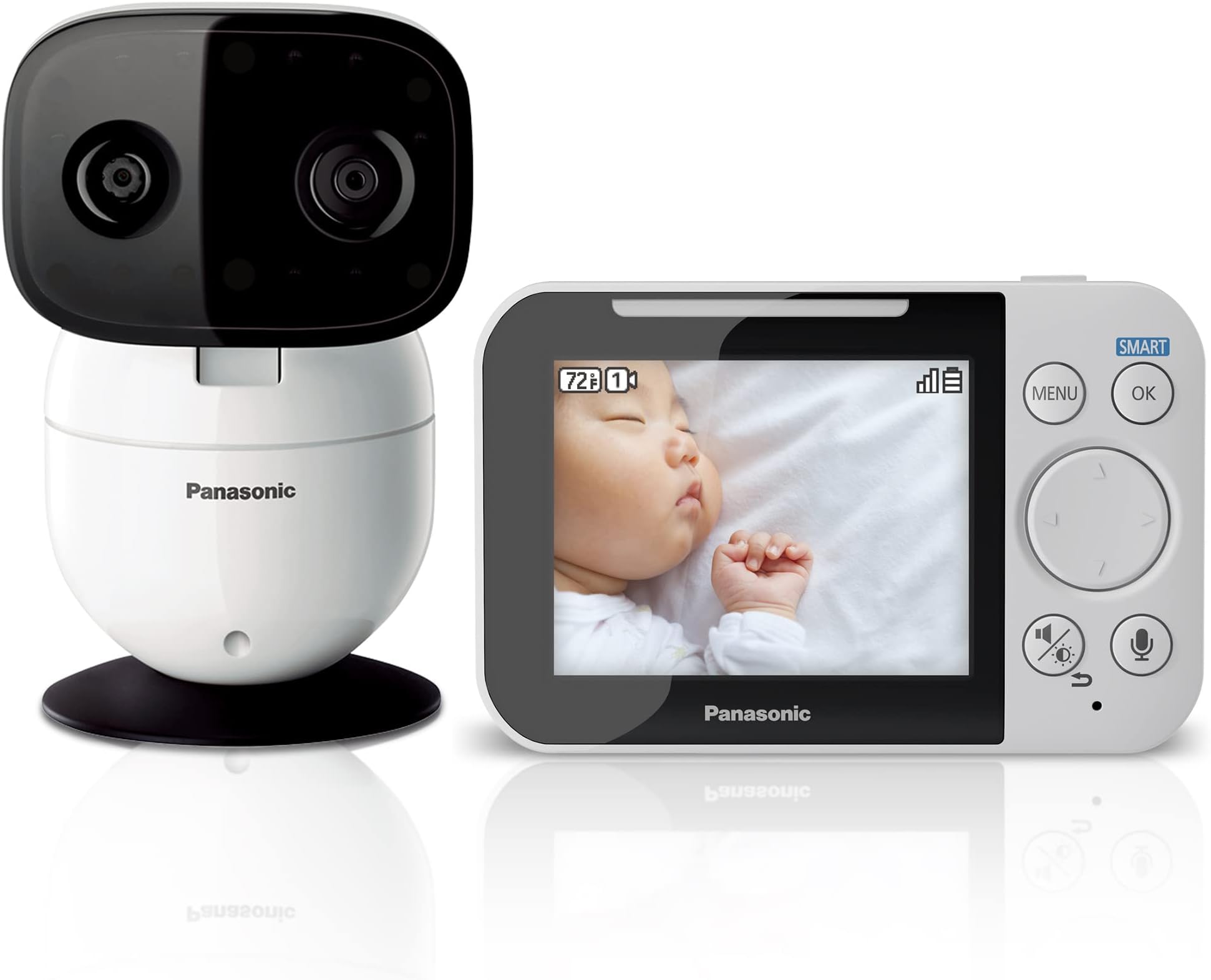 Baby Monitor with Camera and Audio, 3.5” Color Video Baby Monitor, Extra Long Range, Secure Connection, 2-Way Talk, Soothing Sounds, Remote Pan, Tilt, Zoom,1 Camera, KX-HN4001W (White/Black)