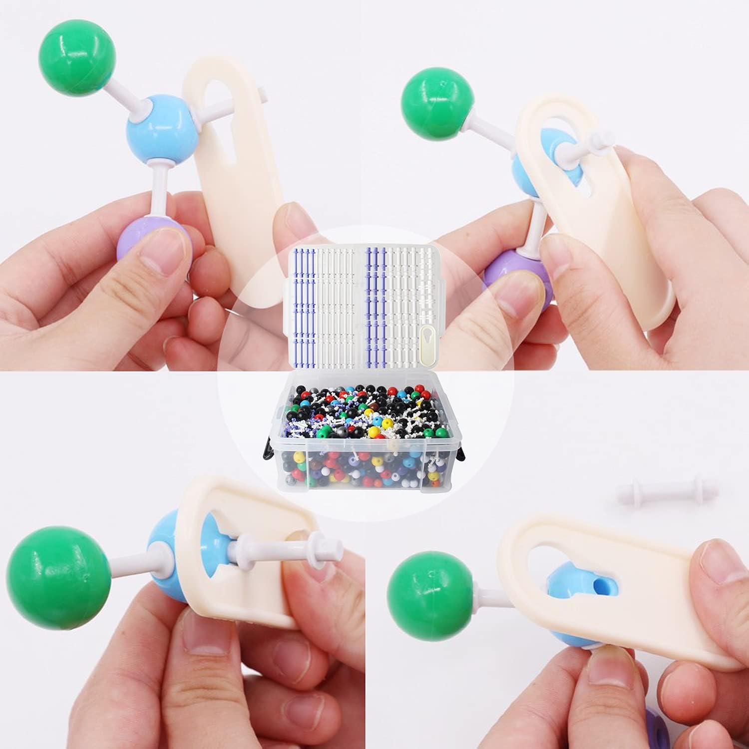 Molecular Structure Model Kit, 974 PCS Molecular Ball Model, with Atomic/Charge-Cloud, Organic/Inorganic Model Kit for Student and Teacher, Modeling Science Kit for Space Imagination/Learning/Teaching