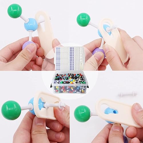 Miniatura 7 de Kit de modelo de estructura molecular, modelo de bola molecular de 974 piezas, con nube atómica/de carga, kit de modelo orgánico/inorgánico para