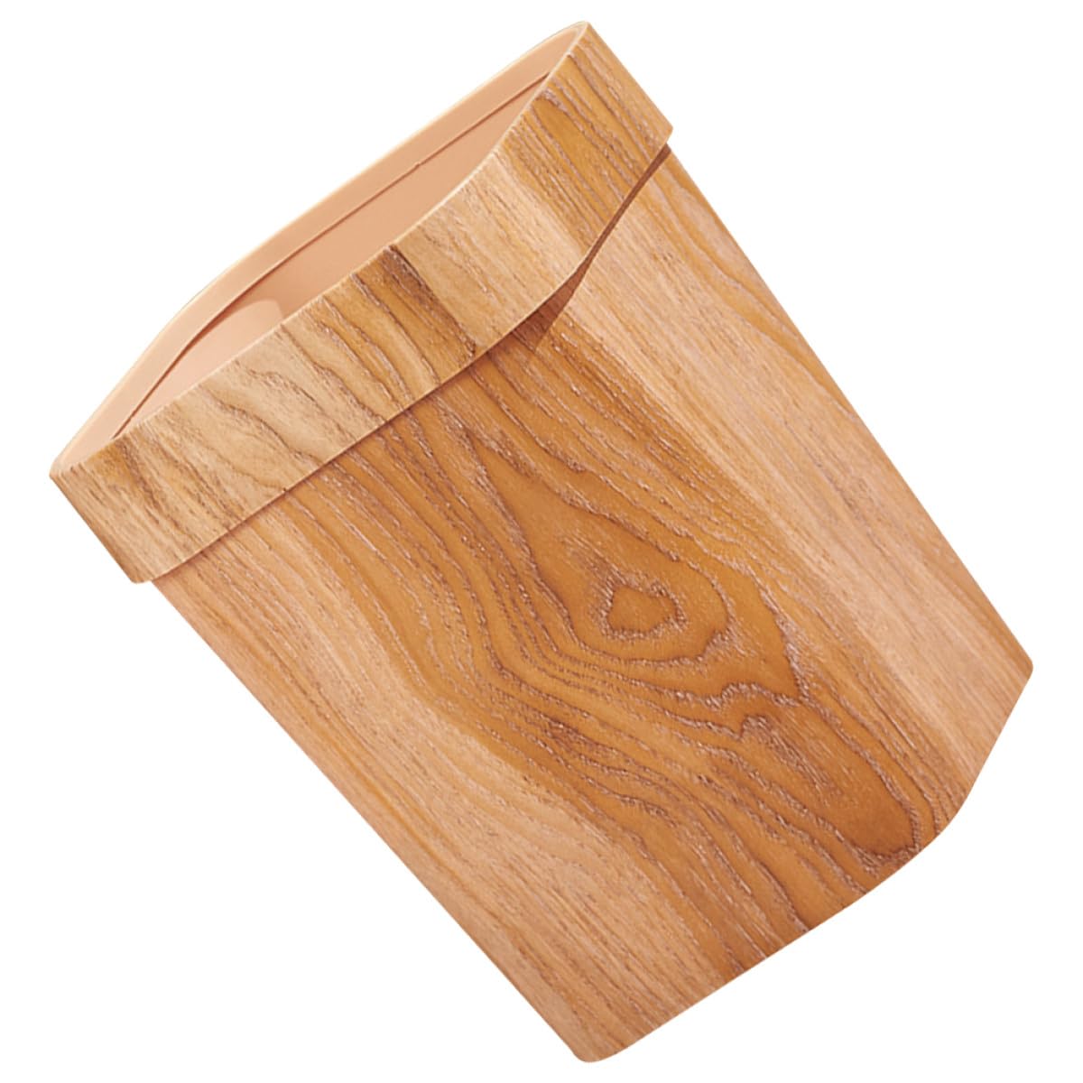 Poubelle 14L sans couvercle en plastique imitation bois pour cuisine