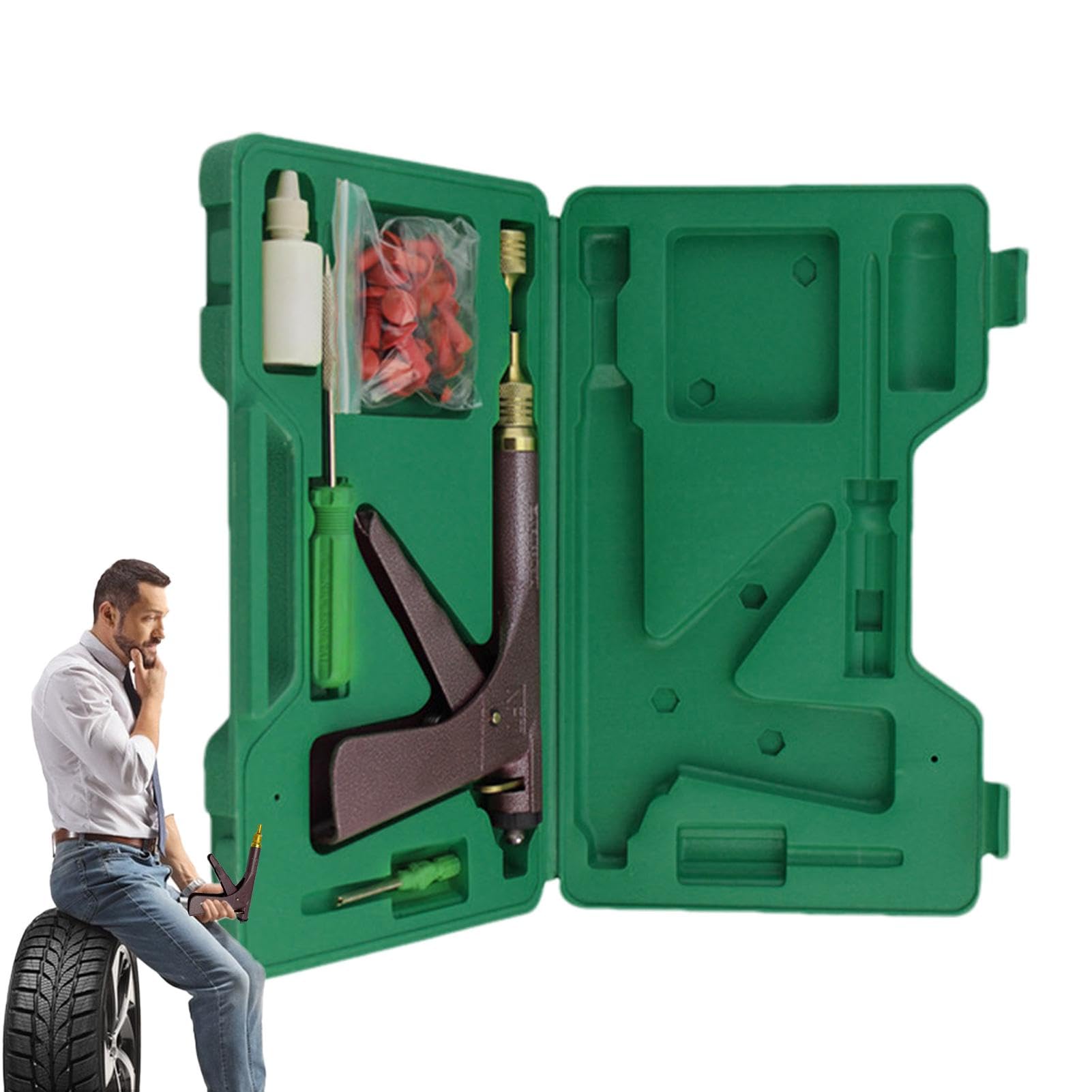 Reifendübel Reparaturset - Tubeless Reifenreparatur Reifenpunktion Reparaturset | Reifendübel Reparaturset Quick Fix Tool Pilzstopfen Kit Tragbare Tubeless Tire Punk Reparaturset