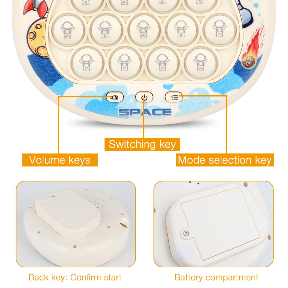 Pop It Electronic Quick Push Game, 4 tryby Pop it Fidget Toy Quick Push, bąbelkowa zabawka sensoryczna do rozwoju i treningu koncentracji (astronauci)