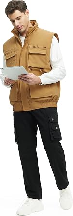 Mens Vest Men's Winter Vest Outerwear with Pockets Fleece Lined Water-Resistant