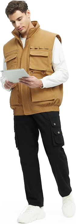 Mens Vest Men's Winter Vest Outerwear with Pockets Fleece Lined Water-Resistant