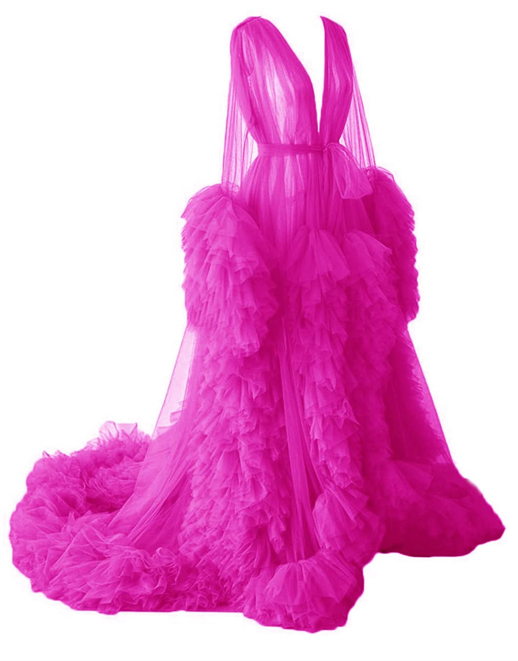 Dressing Gown for Maternity Photoshoot Perspective Sheer Long Robe Puffy Tulle Robe Sheer — view 23
