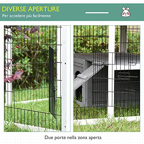 PawHut Conigliera da Esterno con Casetta e Recinto...