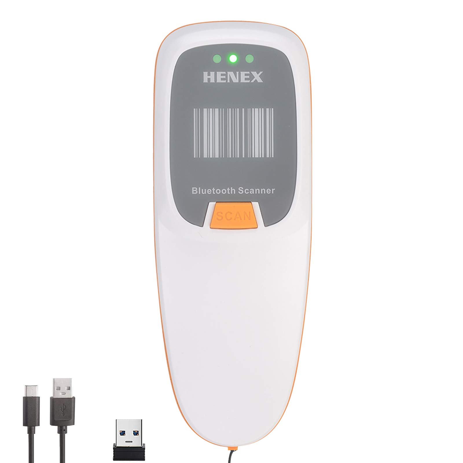 HENEX 2.4G Wireless Barcode Scanner Compatible Bluetooth 3-in-1 Small Portable USB 1D 2D Bar Code Sc