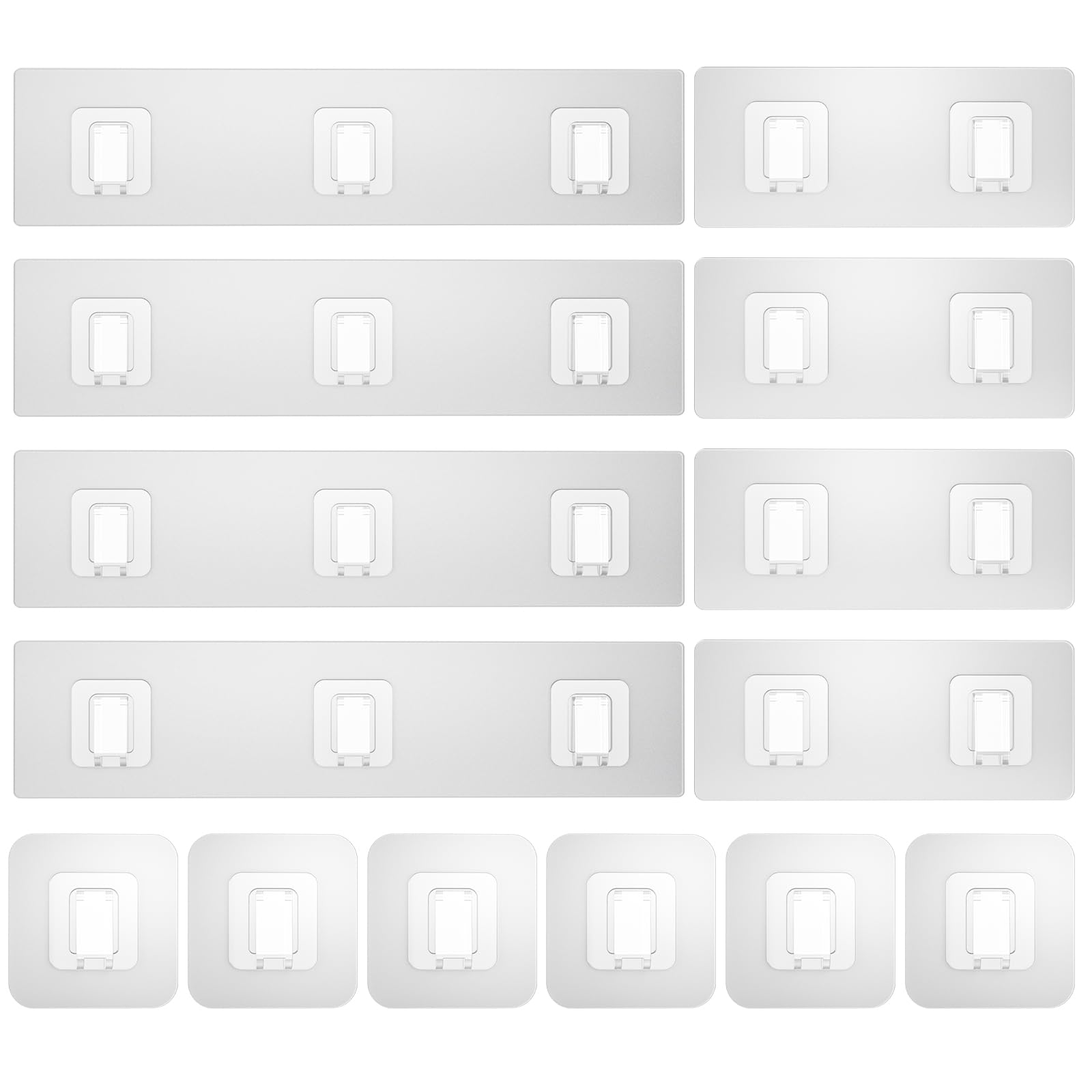 Lsnisni 14 Pack Shower Caddy Adhesive Replacement Waterproof Shower Shelf Adhesive Strips Strong Adhesive Flat Hooks for Bathroom