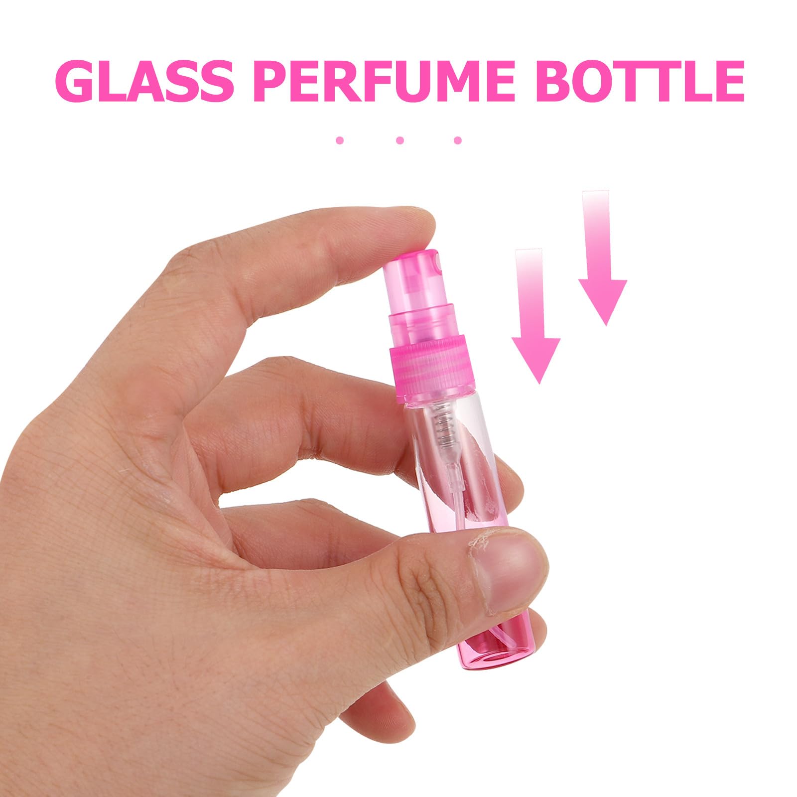 OUNONA 30 szklanych butelek na próbki perfum: 5 ml miniaturowe fiolki z rozpylaczem do torebki podróżnej - pusty, wielokrotnego użytku atomizer do perfum dla kobiet, dziewcząt i mężczyzn