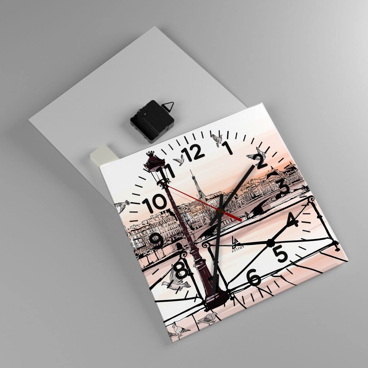 ARTTOR Moderne Glasuhr 30x30cm Quadrat Wanduhr Architektur Maritim - 3176