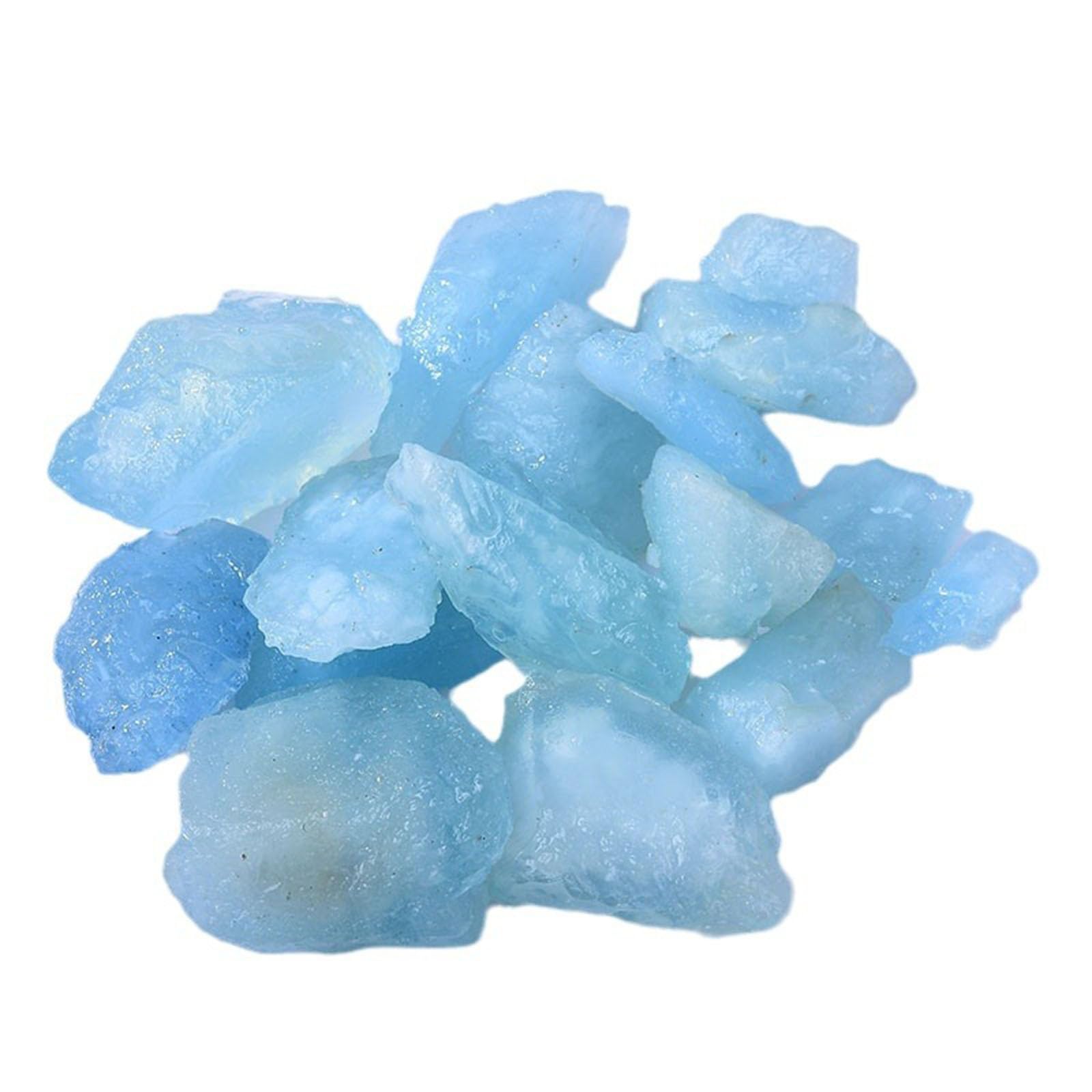 HUJWLBWF Rough Aquamarine Stones,Blue Raw Crystal Gemstones,Crystal Rock for Crystal Lovers Beginners Collectors, Crystal Gift,100g,3~5cm