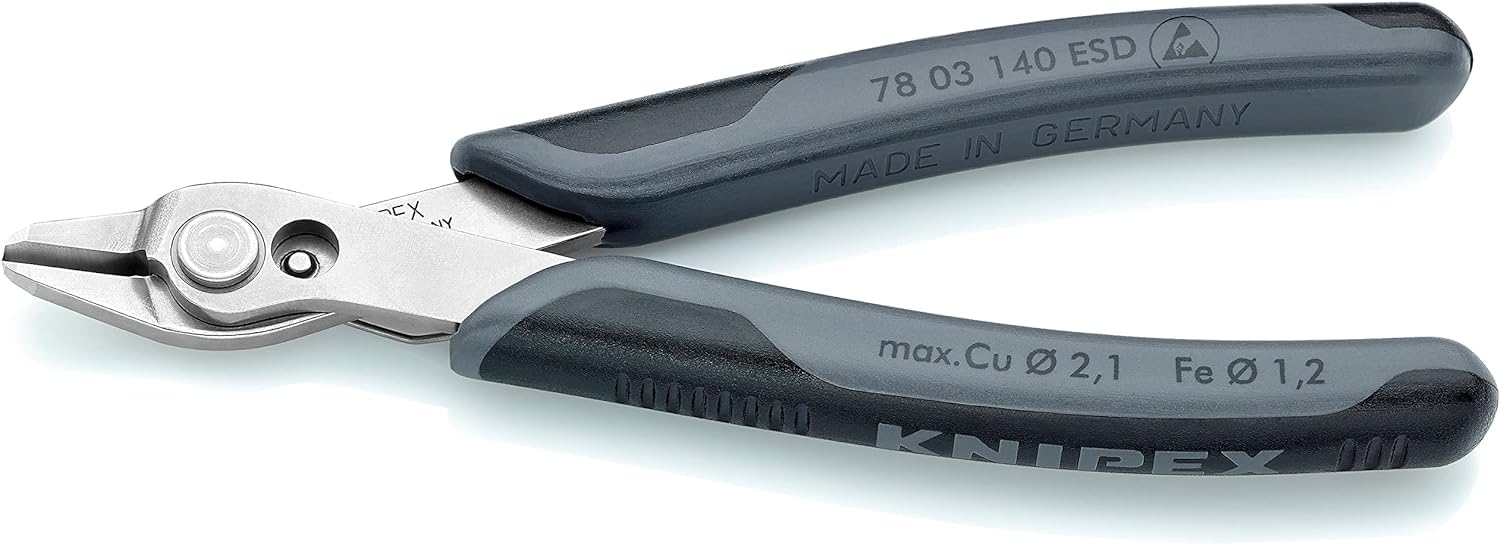 KNIPEX Electronic Super Knips XL ESD sur carte LS avec poignées multimatières 140 mm, 78 03 140 ESDSB