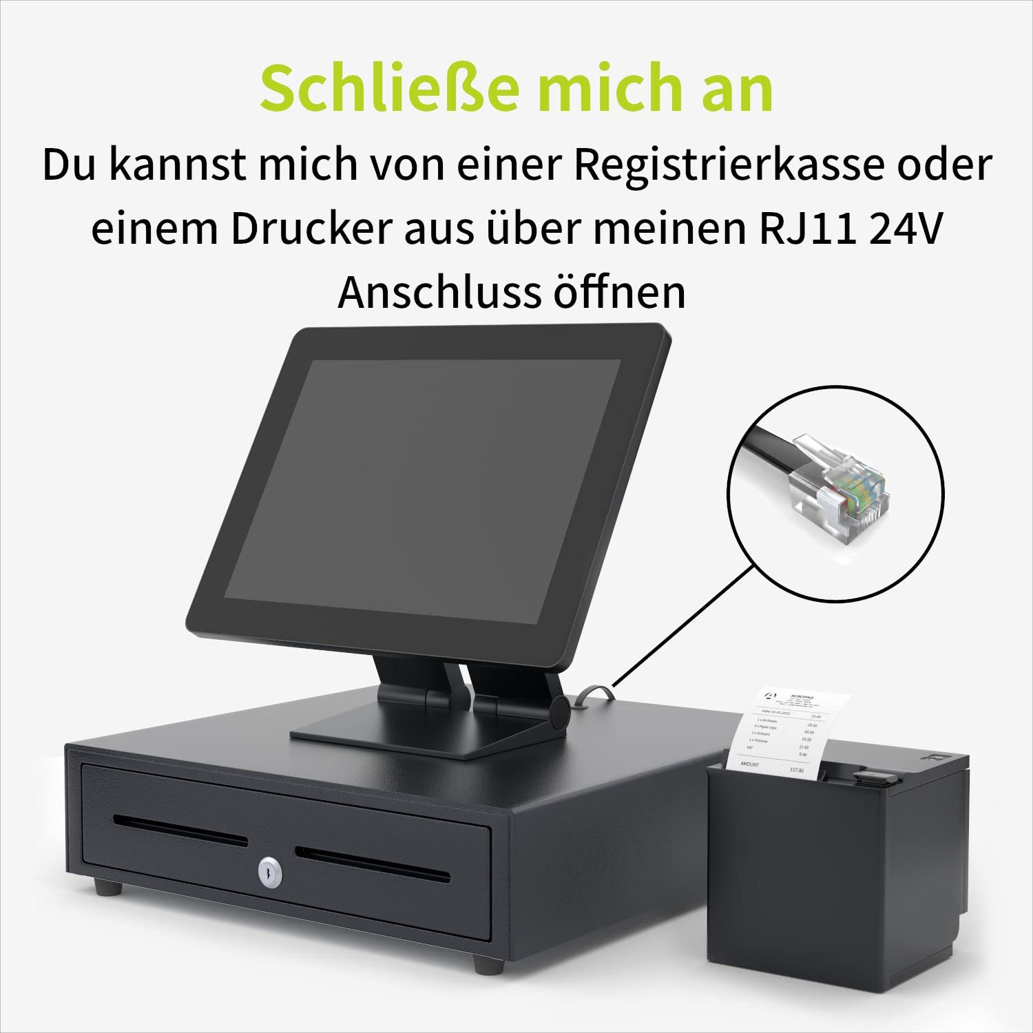 ACROPAQ Kassenschublade - Elektrische Öffnung mit RJ11 Anschluss, Kassenlade 41 x 41 cm, Unterbau geeignet - Kasse, Cash Register, Bargeldkasse - Schwarz