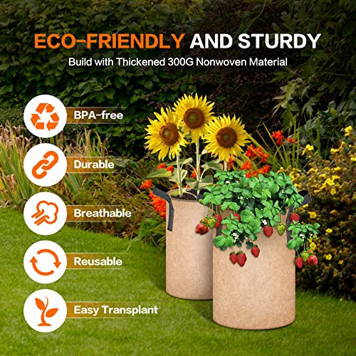 iPower Fabric Containers Aeration with Nylon Handles, for Planting Vegetables Fruits, Flowers, Tan 2022 Version, 3 Gallon - Image 3
