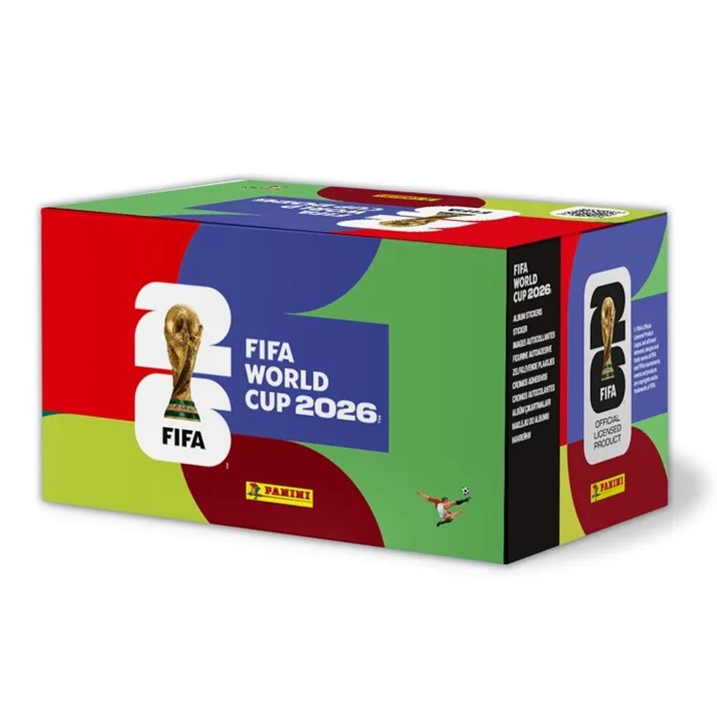 Panini FIFA World Cup 2026 Boîte de 100 paquets de cartes du monde 2026 Collection footballeurs + porte-clés ballon