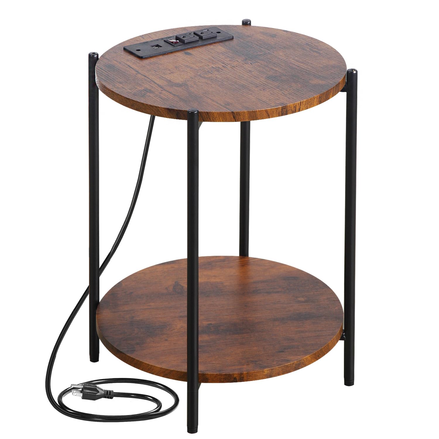 Gawicpy 2 Tier Round Side Table, Folding End Tables Coffee Table Simplistic Sofa Table Waterproof Removable Tray Table Indoor Outdoor Accent Table for