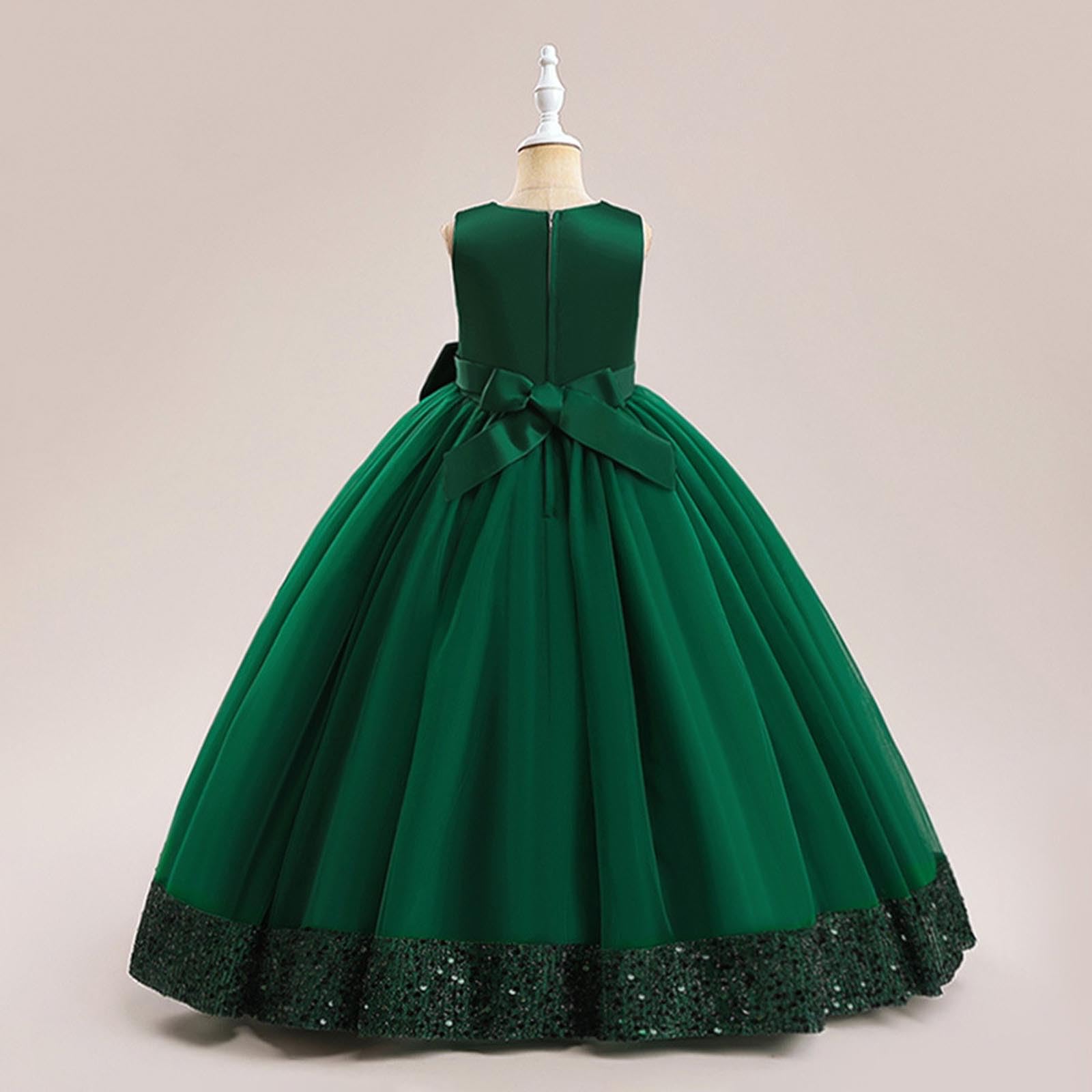 Genérico 2027-Vestido Infantil Lentejuelas Flores Tul Gasa Encaje Princesa Elegante Cómodo Niña Ocasión Especial Cumpleaños Bodas