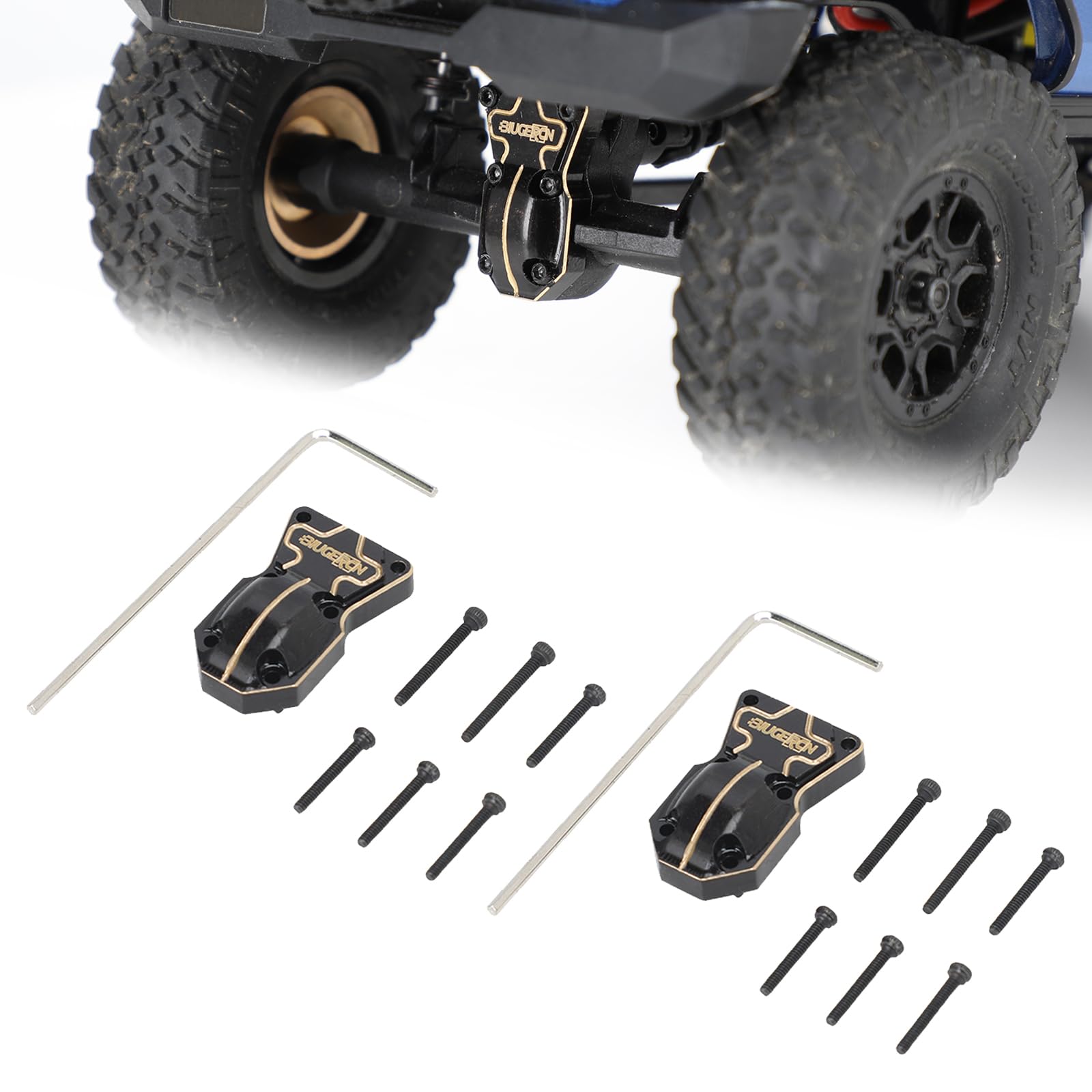 Wacece 2 Pcs Brass Diff Cover- CNC Front and Rear Axle Cover Coating Finish Diff Cover for 1/24 SCX24 RC Crawler Upgrade Accessories-Black