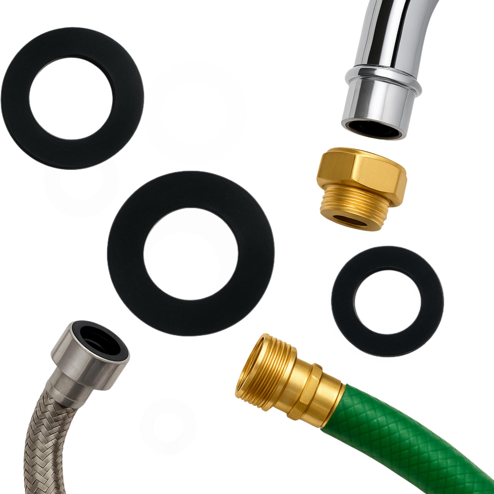 Mario10 24-Piece Rubber Hose Washer Set, 1/2", 3/4"