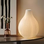 RONDURE 9.5" Modern Ceramic Table Lamp, Fully Dimmable Bedside Lamp for Bedroom Living Room Nightstand, White Translucent Ceramic Shade, Warm Ambient Decorative Corded Lighting, Bulb Included | Handcrafted Unique Warm Ambient Lighting Lamp, Accent Wh