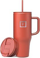 Vista 30 de IRON °FLASK Co-Pilot Taza térmica con popote y tapas abatibles, botella con asa para bebida caliente o fría, a prueba de fugas, para agua o café