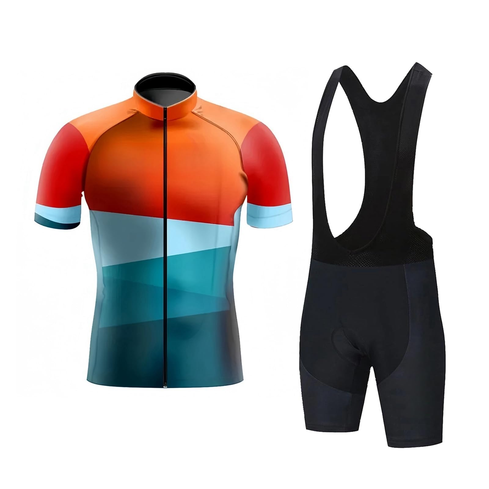 Ensemble cyclisme homme tenue avec coussin gel 9D maillot orange 3XL textile haute densité