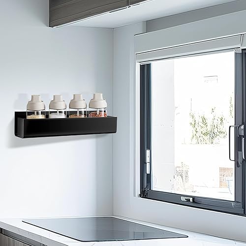 Miniatura 5 de Estante de especias para RV, organizador de especias montado en la pared, paquete de 2 estantes de almacenamiento de acrílico, montaje en puerta de
