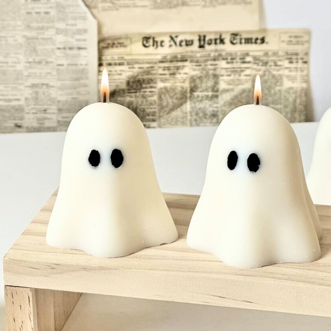 DiceandBerry Ghost Candles (Pack of 2), Birthday Gift, Spooky Gifts, Gifts for him and her, Handmade Gift