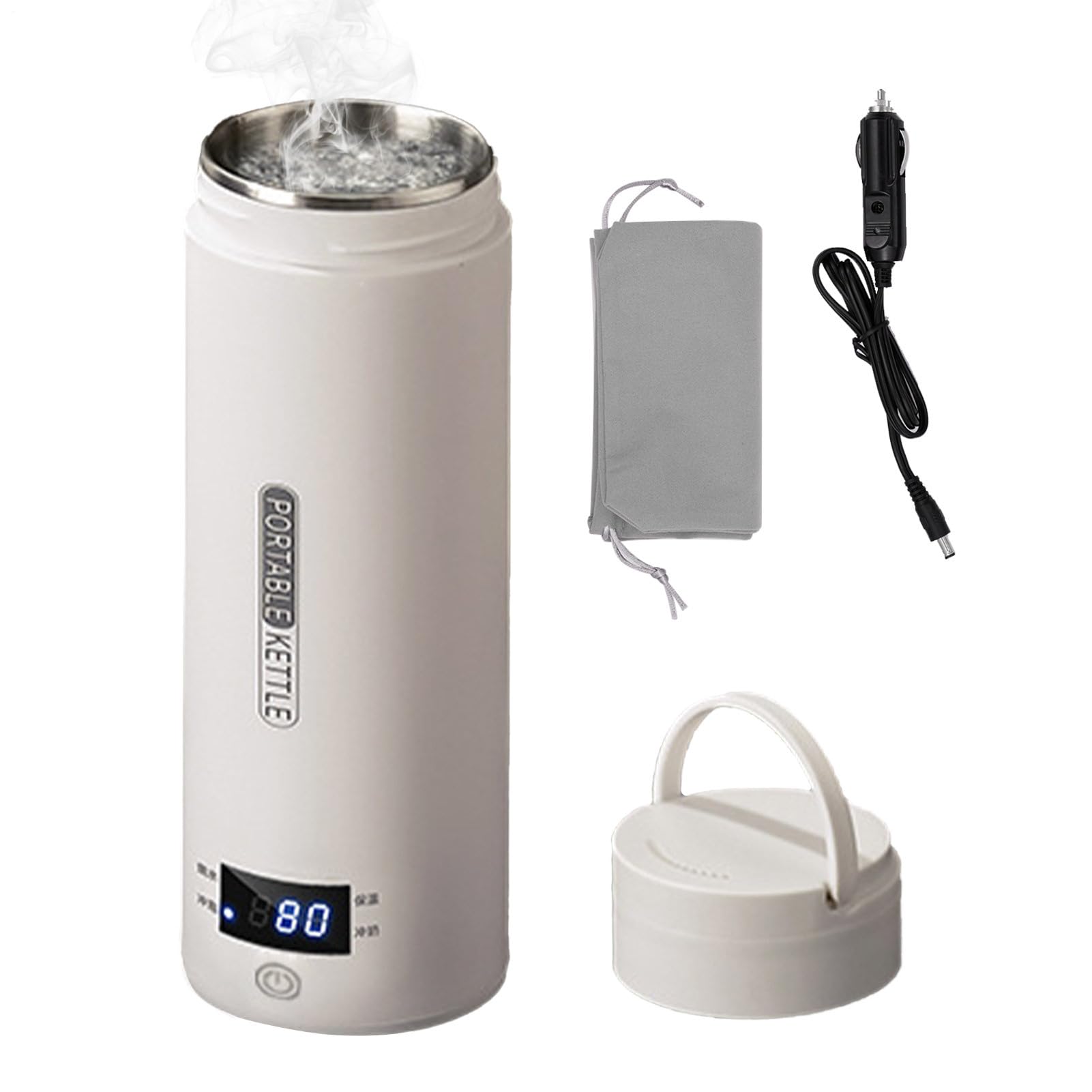 Car Water Heater, Heated Mug Kettle, 22x7.5cm, Temperature Control LCD
