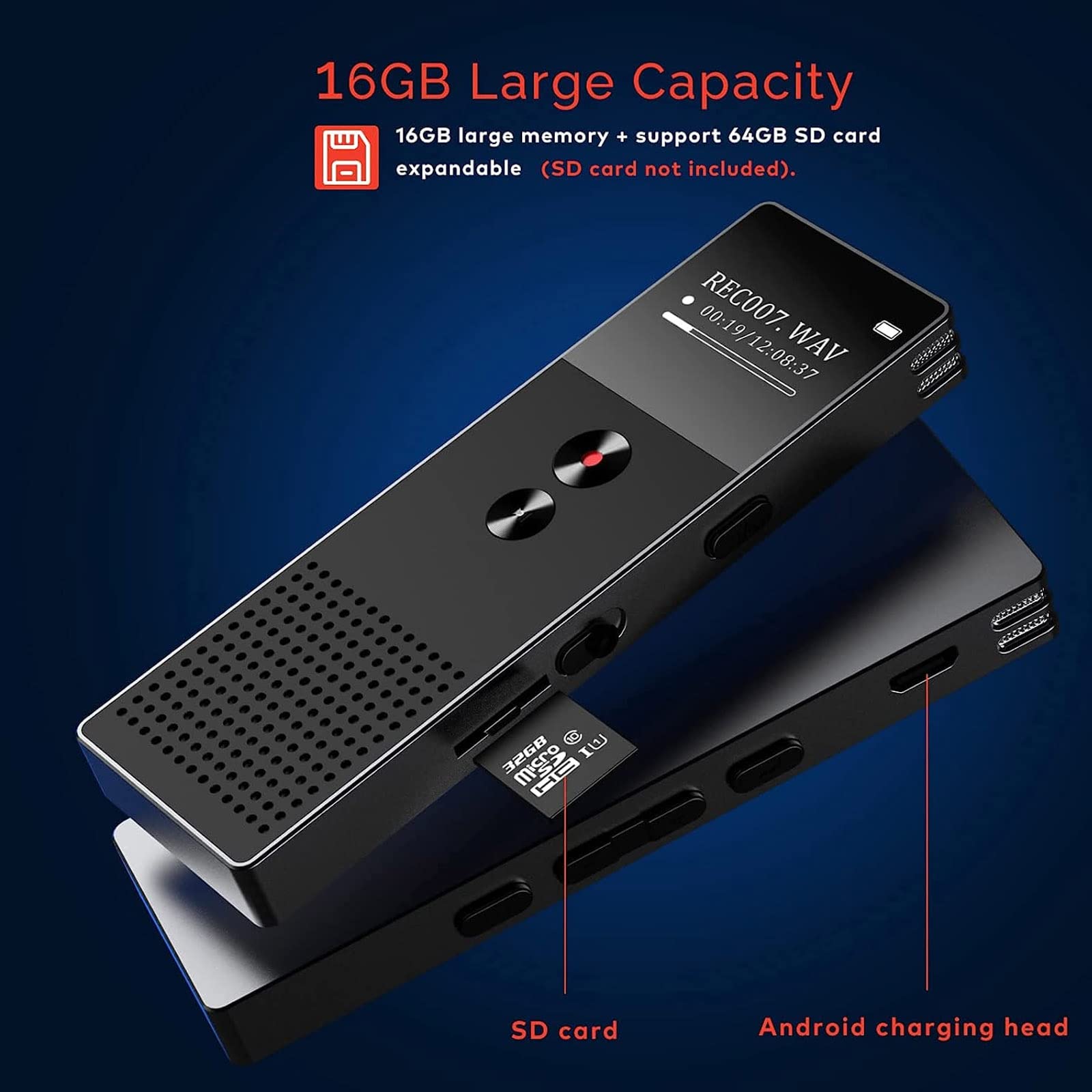 その他 professional digital voice recorder 16GB Amazon.com: 16GB Professional Digital Voice Recorder, Voice
