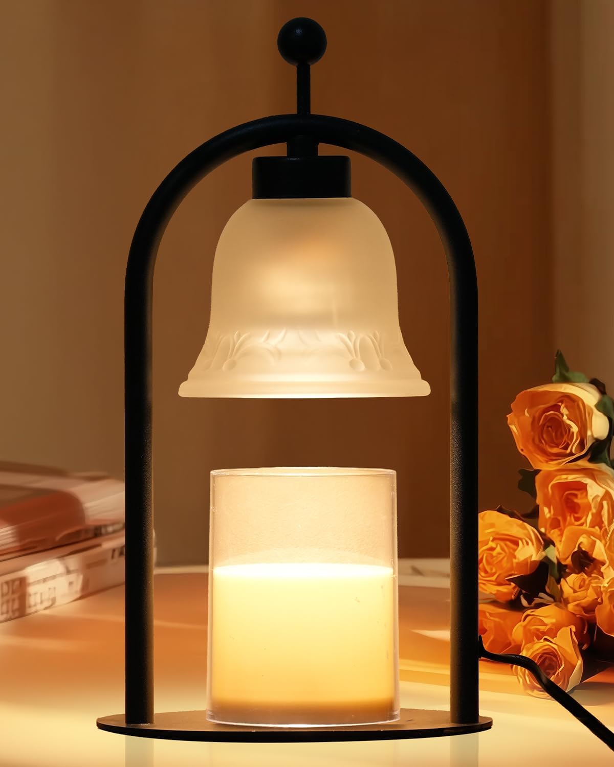 Candle Warmer Lamp with Timer Dimmable, Vintage Black Home Decor for Bedroom, Housewarming Birthday Gifts for Women Mom, Wax Melter Warmer for Jar Candles with 2 Bulbs