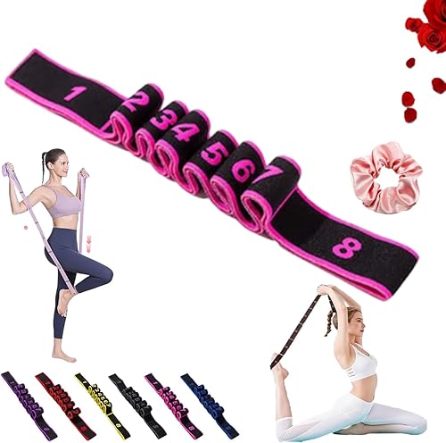 Miniatura 11 de Banda de resistencia de fitness para estiramiento y yoga, bandas elásticas multifuncionales, 8 bucles, bandas elásticas de ejercicio, equipo de