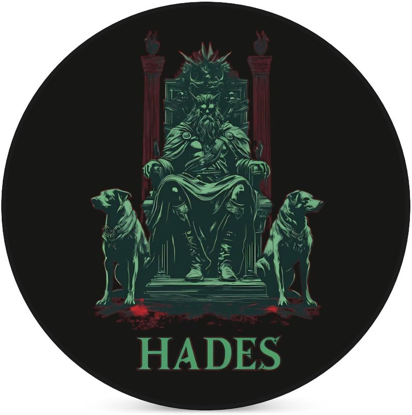 Hades Greek Mythology God Funny Round Ceramic Coasters for Drink Absorbent Cup Holders Tabletop Protection