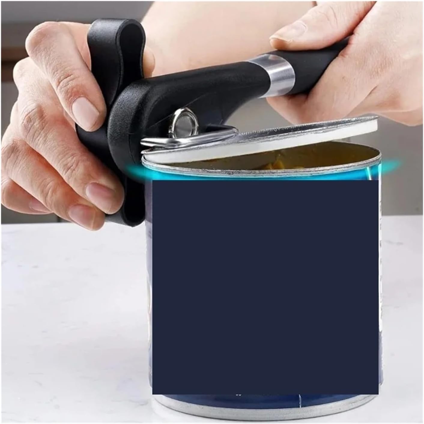 Can Opener - Manual Handheld Tool with Easy Turn Knob, Stainless Steel Kitchen Essential