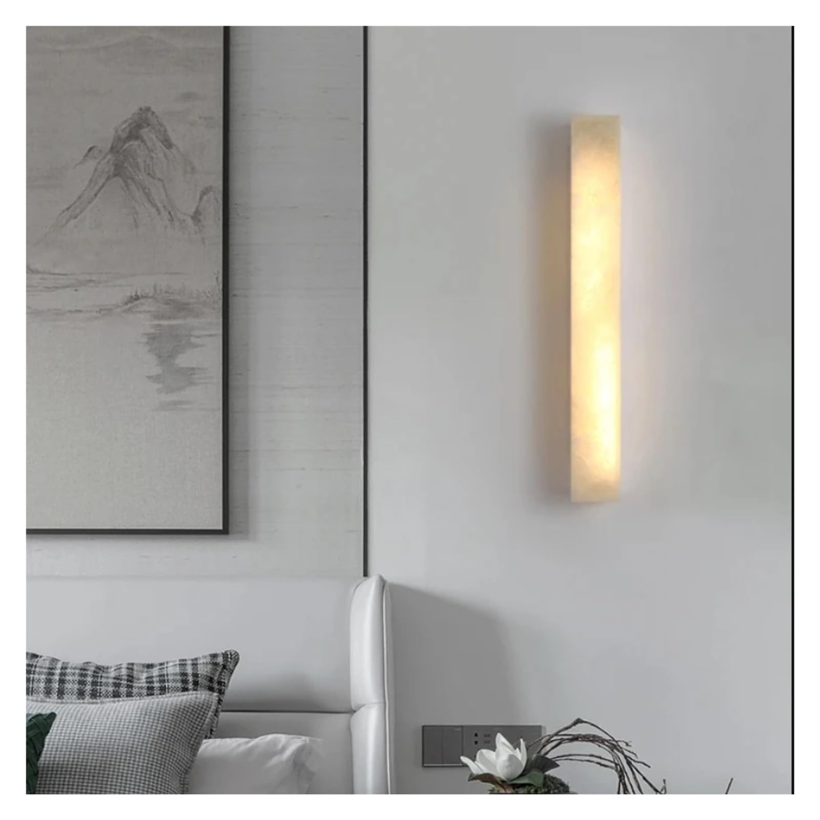 ASerZenith Marble Long Strip Wall Lamp For Living Room Hall Hotel Corridor Indoor Home Modern Copper Led Wall Sconce Lighting Fixture(L70Cm)