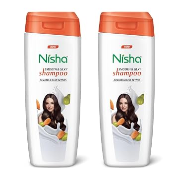 Nisha Almond and Olive Hair Shampoo for Women & Men for Silky, Shiny and Smooth Hair, Reduce Dandruff & Breakage, All Hair Types, 180 ml