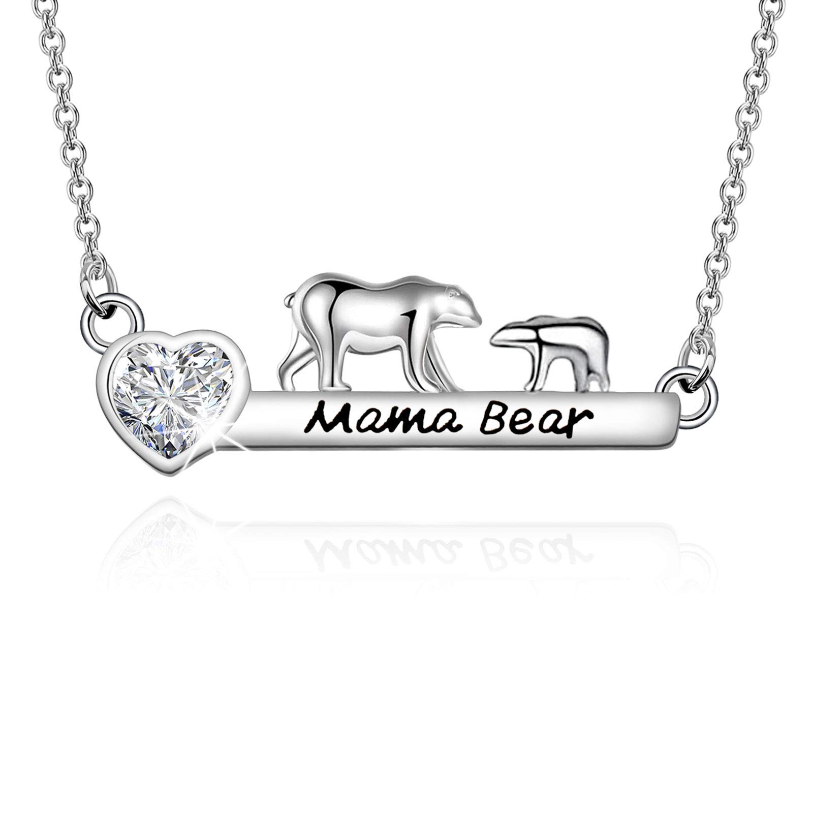 WUSUANED Dainty Mama Bear Bar Necklace With 1 2 3 Cubs Mother's Day Jewelry Birthday Gift For Mom Grandma New mom