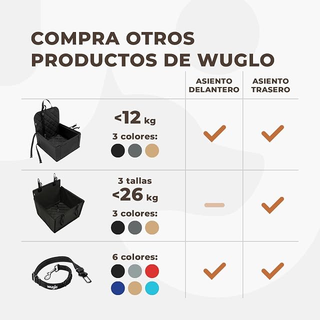 Foto 6 de 6 de WUGLO Cinturón de Coche para Perros - Longitud Ajustable de 30 a 95 cm