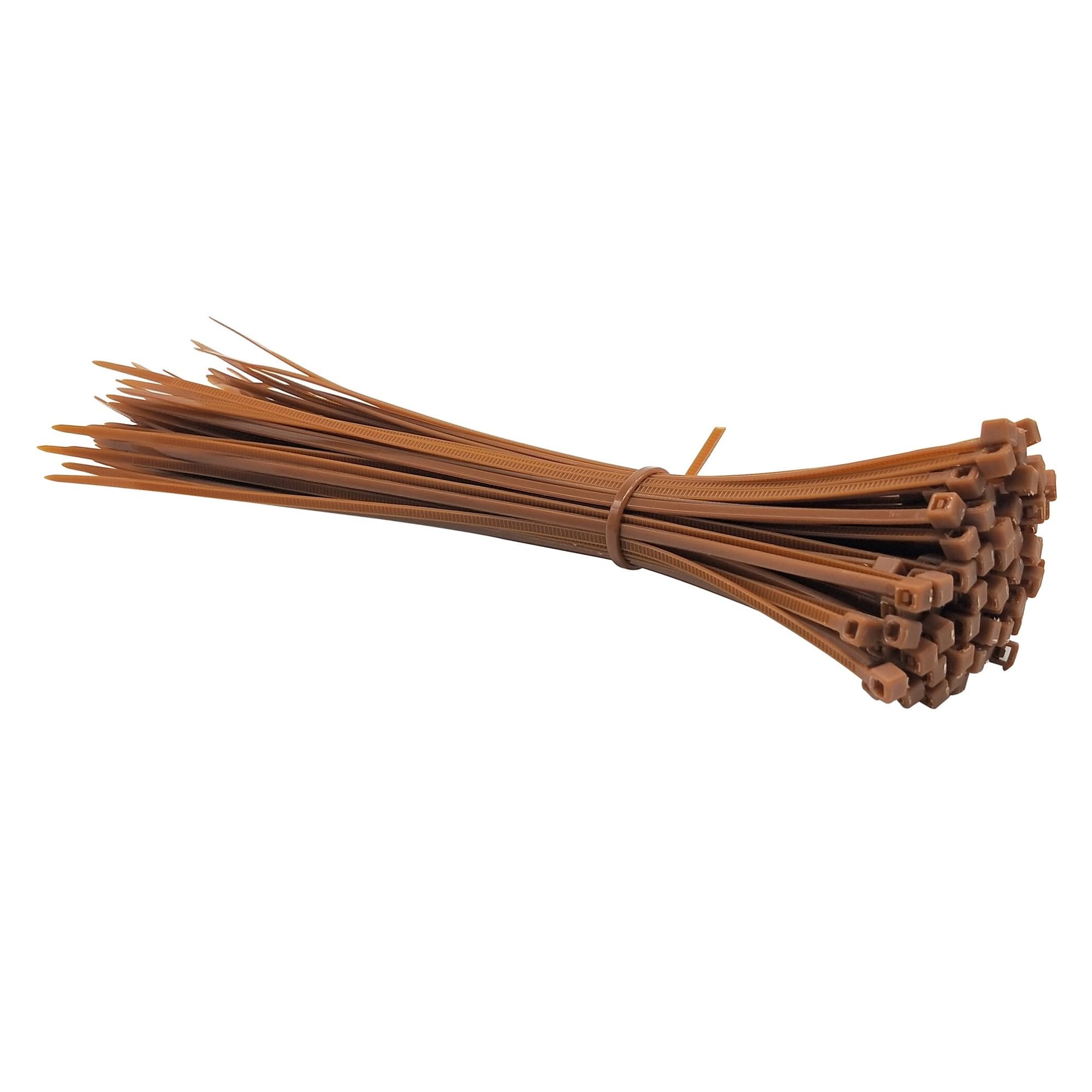 Udpoiuyt Brown Nylon Cable Ties, Self-Locking Nylon Cable Ties Multicolor 3X200mm 100 Pcs(Brown)