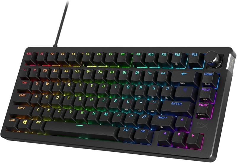 Alloy Rise 75: teclado mecánico para juegos 75% intercambiable en caliente, PC, sensor de luz ambiental, montaje en junta, interruptores lineales HyperX
