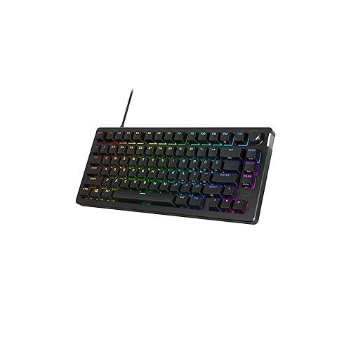 HyperX Alloy Rise 75 – Hot-Swappable 75% Mechanical Gaming Keyboard, PC, Ambient Light Sensor, Gasket Mounted, HyperX Linear Switches
