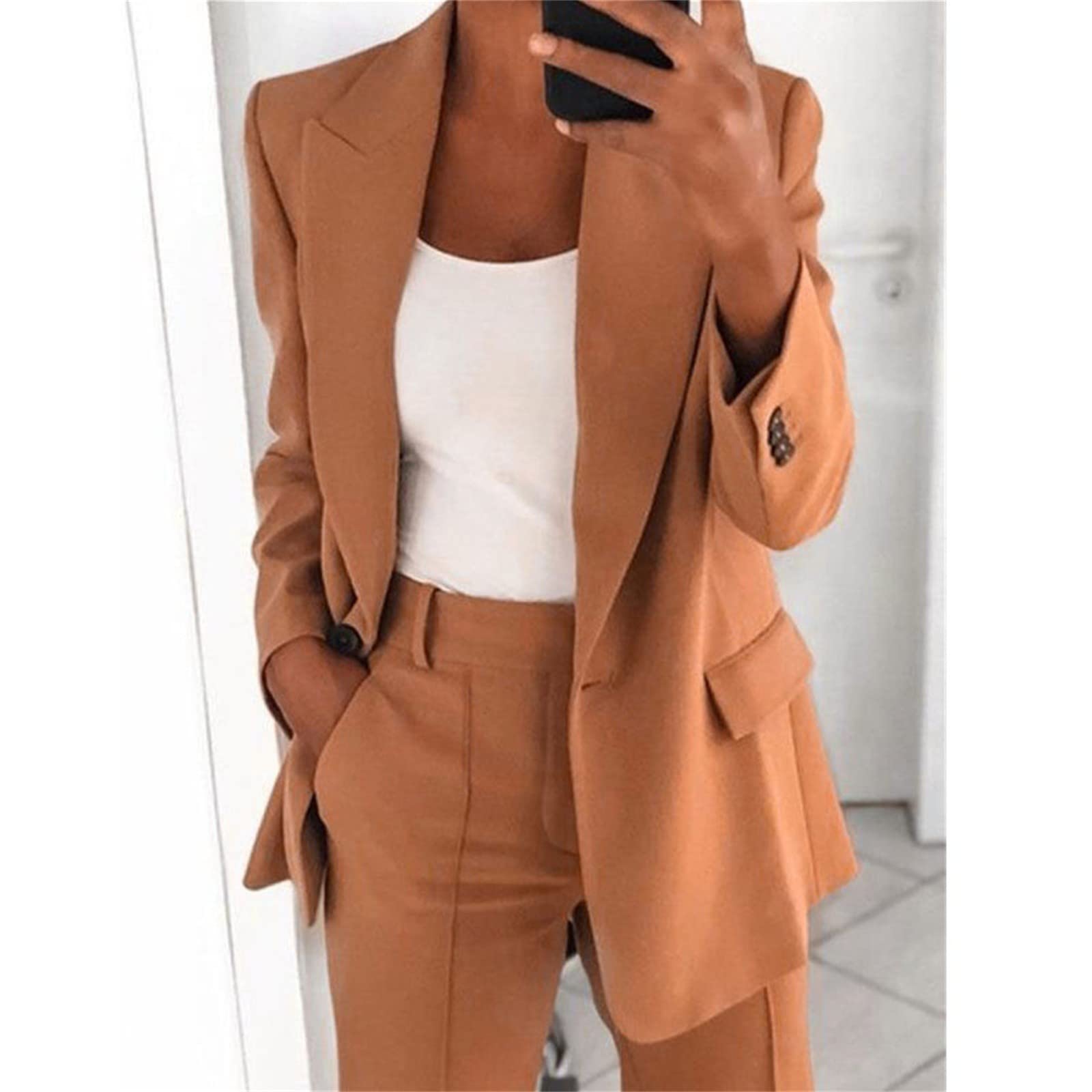 Generisch Blazer - Chaqueta elegante para mujer, talla grande, elegante, deportiva, entallada, para negocios, para primavera, fina, de entretiempo, corta