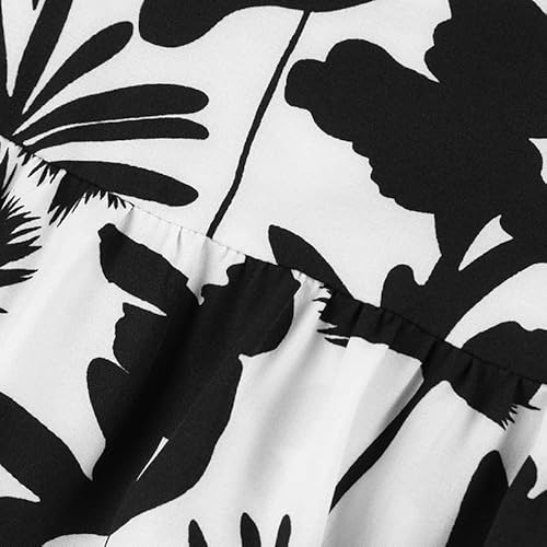 Zanzea Women's Floral Sleeveless Summer Dresses Casual Crew Neck Midi Dress A-Line Pleated Swing Beach Sundress Black-I09460 X-Large #TOP5