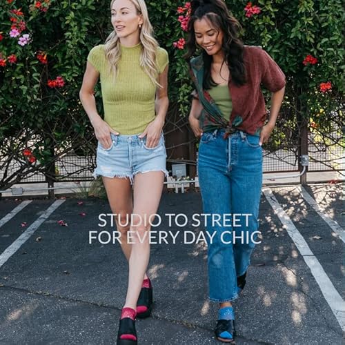 Shashi Fun Yoga Socks For Women Non Slip Socks, Women Sparkle Star Glitter Grip Socks W/Mesh Top Panel For Barre Socks #TOP2