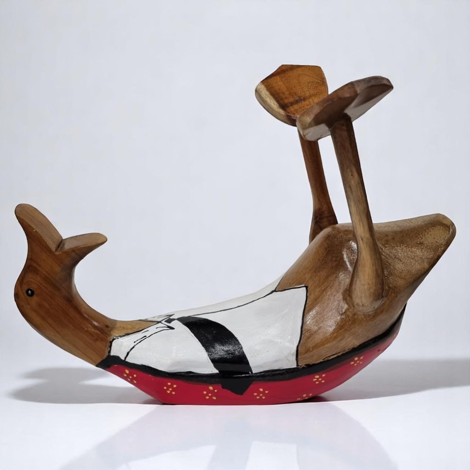 Kinaree Deko Ente Holz „Saufente Gentleman“ – Handgefertigtes Weinregal aus Holz | Flaschenhalter aus Suarholz & Bambus | Lustige Geschenkidee | Handbemalt