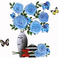 Vista 11 de Supzone Calcomanías de pared de flores estéreos en 3D para florero – Calcomanía floral de superposición morada – Arte impermeable extraíble