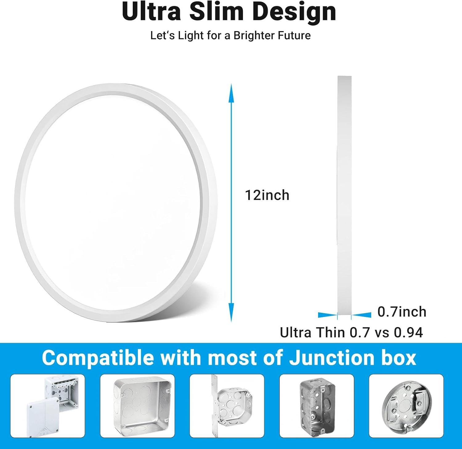 8 Pack LED Flush Mount Ceiling Light,12Inch 24W,3000K/3500K/4000K/5000K/6500K 5 Color Temperatures Ceiling Light Fixture for Kitchen Porch Hallway Bedroom Bathroom and Closet,White