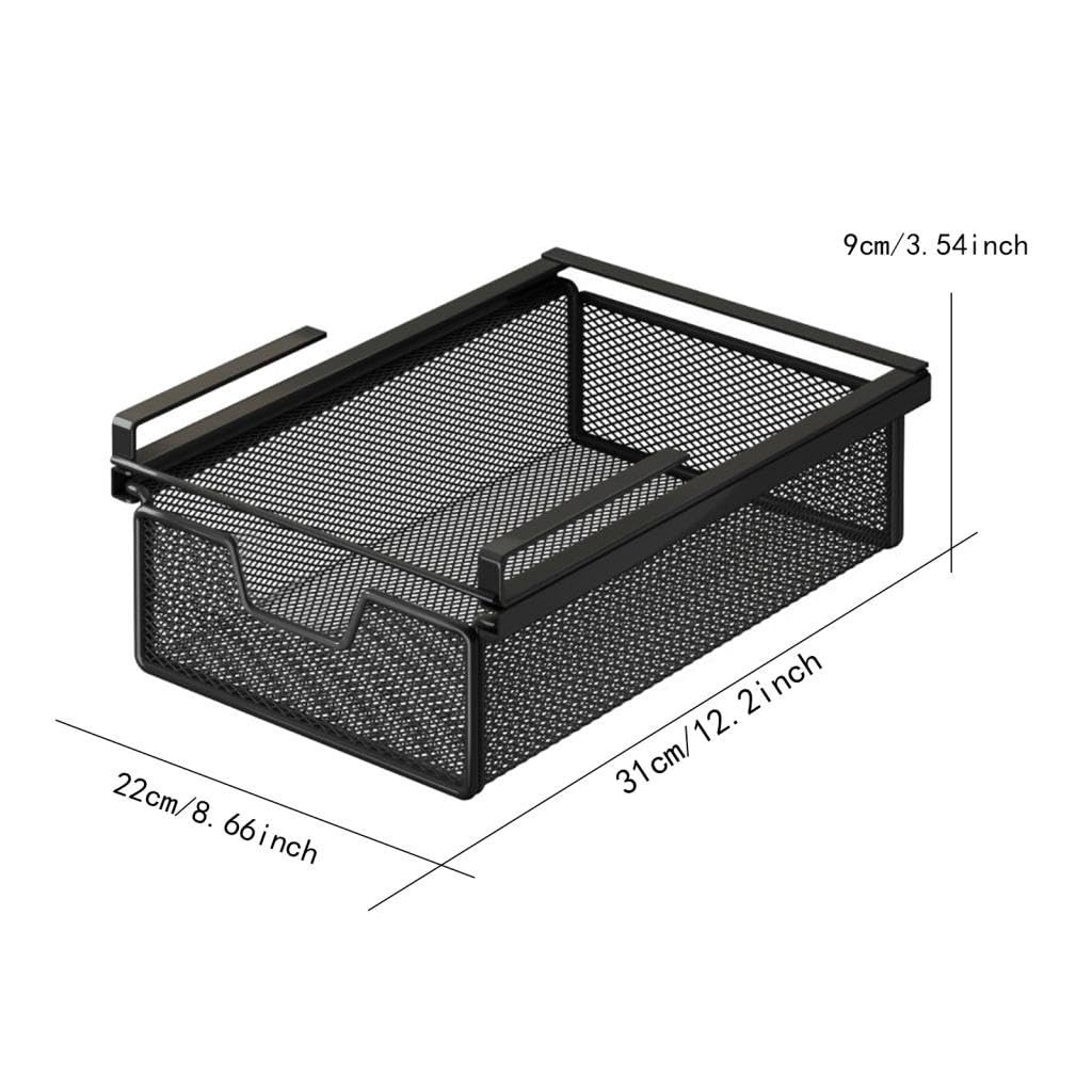 Generic Cassetto Estraibile Sospeso, Ripiano in Filo Metallico, Cestino Organizer, Contenitore Versatile E Pratico Da Appendere Sotto Il Mobile, Cassetto, Xs